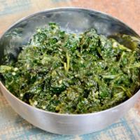 Garlic Spinach · Fresh spinach sauteed with garlic. Vegan, vegetarian and gluten free.