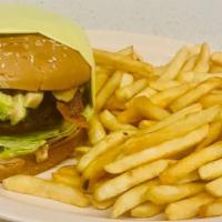 Avocado Burger · Burger comes with lettuce , tomato, pickles, onions, avocado  and homemade 1000 island dress...