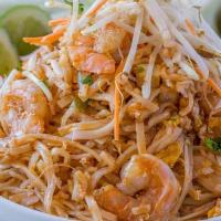 Pad-Thai Noodles · Classic Thai dish stir-fried rice noodles, egg, green onion, bean sprouts, ground peanuts in...