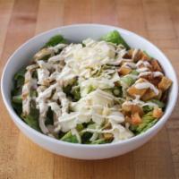 Chicken Caesar Salad · Grilled chicken, shaved parmesan cheese, homemade croutons, and lettuce. Served with our hom...