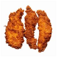 3 Piece Chicken Tenders · Three hand-battered crispy chicken strips and one free 2oz dipping sauce.