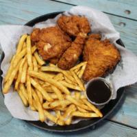 4 Piece Fried Chicken and Fries · Poultry and fried potatoes.