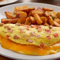 Omelet ham & cheese roasted potatoes · Ham & Cheese Omelet served with roasted potatoes