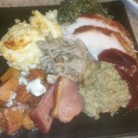 Soul Food Dinner of the Day · Today's Dinners Are:
(#1) Chicken dinner
(#2) Tilapia dinner

Sides of the day with Hot Wate...
