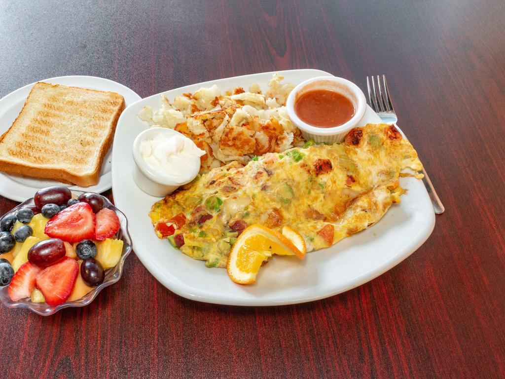 California Omelette Special · 3 eggs with avocado, bacon, tomato, and pepper jack cheese. Served with salsa and sour cream.