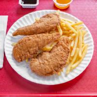 11.  Chicken Tender · Served with fries and soda.