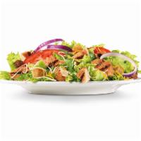 Chicken Salad · All-natural charbroiled chicken breast, red onion, tomato, 4-cheese blend and croutons on a ...