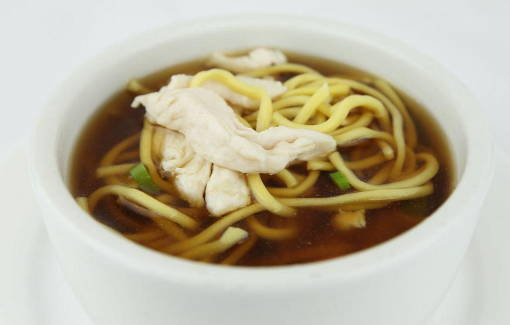 Chicken Noodle Soup · Savory light broth with noodles. 