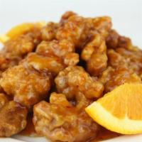 2. Orange Chicken · Tender chicken deep fried then sauteed in rich seasonal hot and spicy orange sauce.