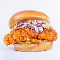 Hot Chicken Sandwich · Hand-breaded and battered using our custom recipe, this is a 100% antibiotic and hormone-fre...