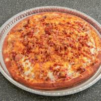 Big Daddy BBQ Specialty Pizza · Sausage, ham, bacon, BBQ, and cheddar cheese.