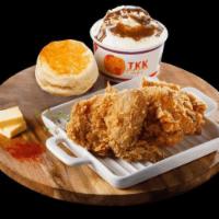 2pc Chicken Combo · 2pcs chicken, 1 side dish, 1 biscuit

Table for one? Right this way.