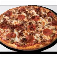 Meat Lovers Pizza · Pork sausage, ham, Italian sausage, pepperoni, bacon.