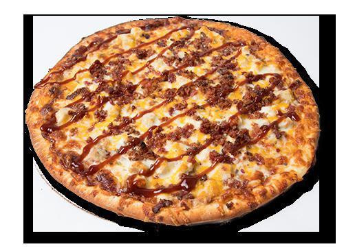 BBQ Chicken Pizza · BBQ sauce, chicken, mozzarella cheddar Jack blend cheese and bacon.