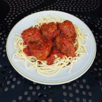 Spaghetti with Meatballs Platter · Includes our homemade garlic bread.