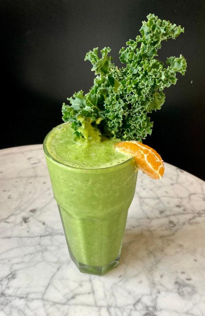 New Year New Me Smoothie · Your choice of milk blended with bananas, oranges, ginger, baby kale and a dash of maple syrup.
