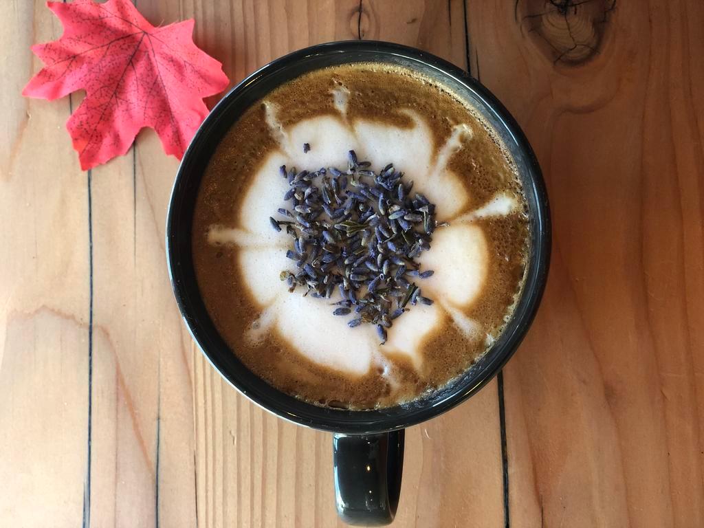 Lavender Latte  · Latte made with dried lavender flowers and a touch of honey, made with your choice of steamed milk
