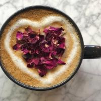 Rose Cardamom Latte · Rose latte crafted with organic rose petals, warm cardamom spice and raw sugar steamed with ...