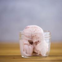 Seriously Strawberry  Ice Cream  · Sugar cured strawberry ice cream with a hint of vanilla.