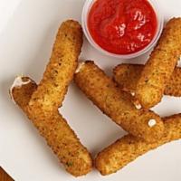 Mozzarella Sticks · Breaded and fried cheese. Comes with your choice of sauce.