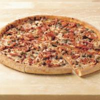 The Works Pizza · Pepperoni, ham, spicy Italian sausage, fresh baby portabella mushrooms, onions, green pepper...