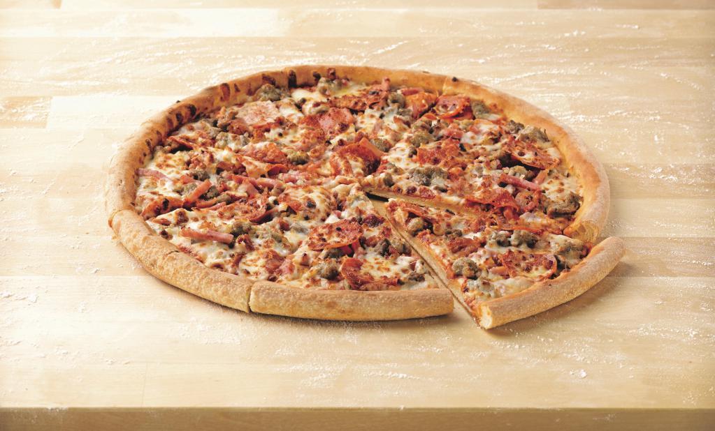The Meats Pizza · Pepperoni, ham, bacon, beef and sausage.