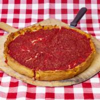 Deep Dish Pizza · Pan pizza topped with Beggars special blend deep dish sauce and seasoning.