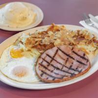 Ham and Eggs · thick cut tavern Ham grilled served with two extra large eggs ,home fries and your choice of...
