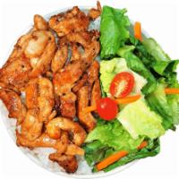 8. Grilled Chicken Rice Bowl · Glazed with special teriyaki or spicy sauce over chicken on rice, served with salad.