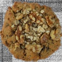Oatmeal Cookie · Oatmeal and raisin cookie topped with walnuts.