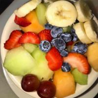 Fruit Salad Deluxe Breakfast · Melon, cantaloupe, grapes, strawberries and bananas. Served with or without whipped cream.