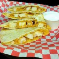 Chipotle Quesadillas · Grilled chicken, chipotle sauce, shredded cheddar cheese and sour cream.