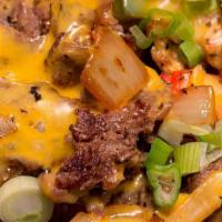 Philly Phries (PP) · Mix of chicken and steak , two types of cheese, tomato, sautéed onions, red and green bell p...