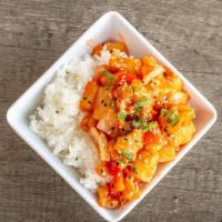 Sweet ＆ Sour Chicken Bowl · Crispy battered chicken, classic homestyle sweet and sour sauce. Served with pineapple, bell...