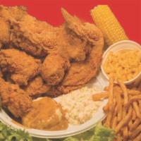 2 Piece Chicken Tender with Rice Platter · With rice and salad. Served with choice of soda. 