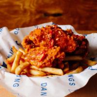 Thai Chili Buffalo Wings (GF) with Fries · 6 jumbo wings with house blend of chili and buttery buffalo sauce. Served with side of fries...