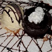Chocolate Lava Cake · Warm Center Chocolate Fudge Cake served with Vanilla Ice Cream