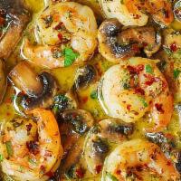 For The Love of Sauteed Shrimp · sauteed shrimp and mushrooms, onions chives, onions and red peppers. Seasoned to perfection