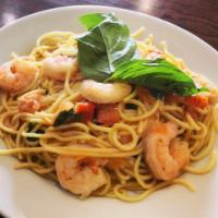 Shrimp Scampi · With butter, lemon and garlic sauce over your choice of pasta. Includes salad and garlic bre...