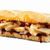 Baja Chicken Sub · Chicken, bacon, cheddar, onions, BBQ sauce, and chipotle mayo.