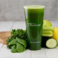 Super Green Juice · Kale, spinach, cucumber, apple, celery and lemon.