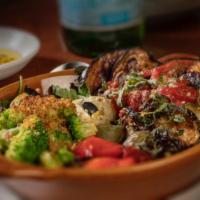 Tuscan Vegetables · Zucchini, artichokes, peppers, garlic focaccia crumb-topped broccoli, spinach, eggplant, hou...