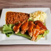 BBQ Chicken · Includes choice of  2 sides.
