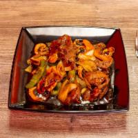 Pepper Steak ONE SIZE · Sliced beef, bell pepper, mushroom, and onion in our house special sauce.