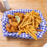 Fried Oysters and Shrimp Basket · 1/2 lb. oysters and 1/2 lb. shrimp fried to perfection.