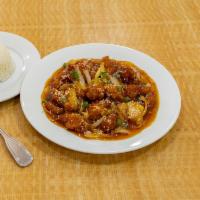 40. Orange Chicken Rice · Served with white rice, vegetable, and house special sauce.
