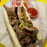 #10 Combo Beef and Sausage Sandwich with Peppers · Beef and sausage together with choice of Jardiniere Peppers or green peppers. Grilled onions...