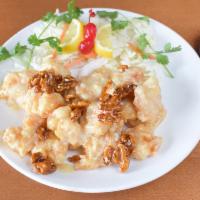 4. Honey Walnut Mayonnaise Shrimp · Served with rice. Light bread jumbo shrimp deep fried to crispy, then mixed with well made m...