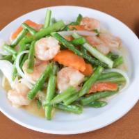 10. Butter Shrimp Asparagus · Served with rice.