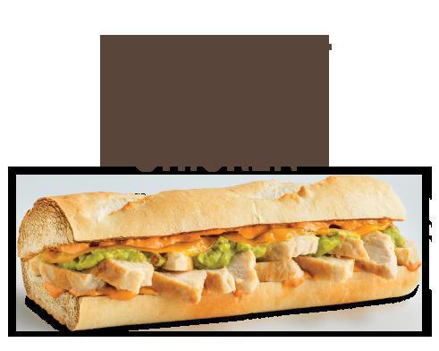 Southwest Chicken · All natural Chicken with cheddar, guacamole, and chipotle mayo